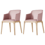 Ash Wood Leather Upholstered Armrest Dining Chair Image - 2