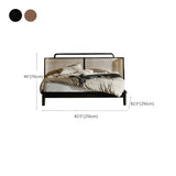 Ash Wood Walnut King Wingback Bed with Headboard and Legs #size