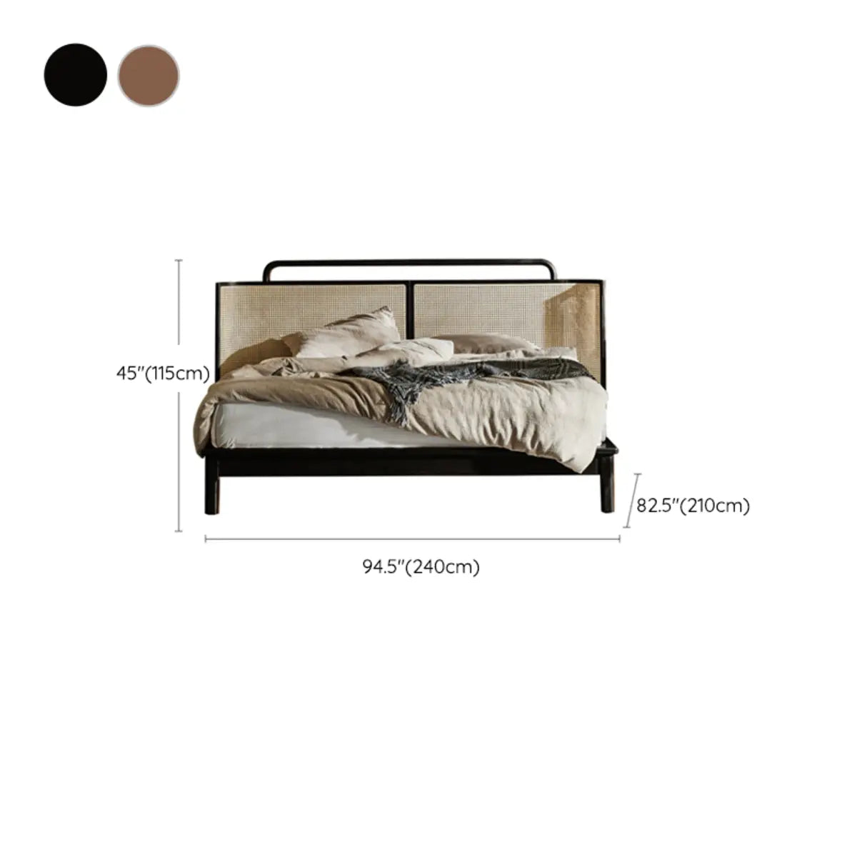 Ash Wood Walnut King Wingback Bed with Headboard and Legs Image - 9
