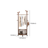 Ash Wooden Standing Hooks Coat Rack with Storage Drawers Image - 16