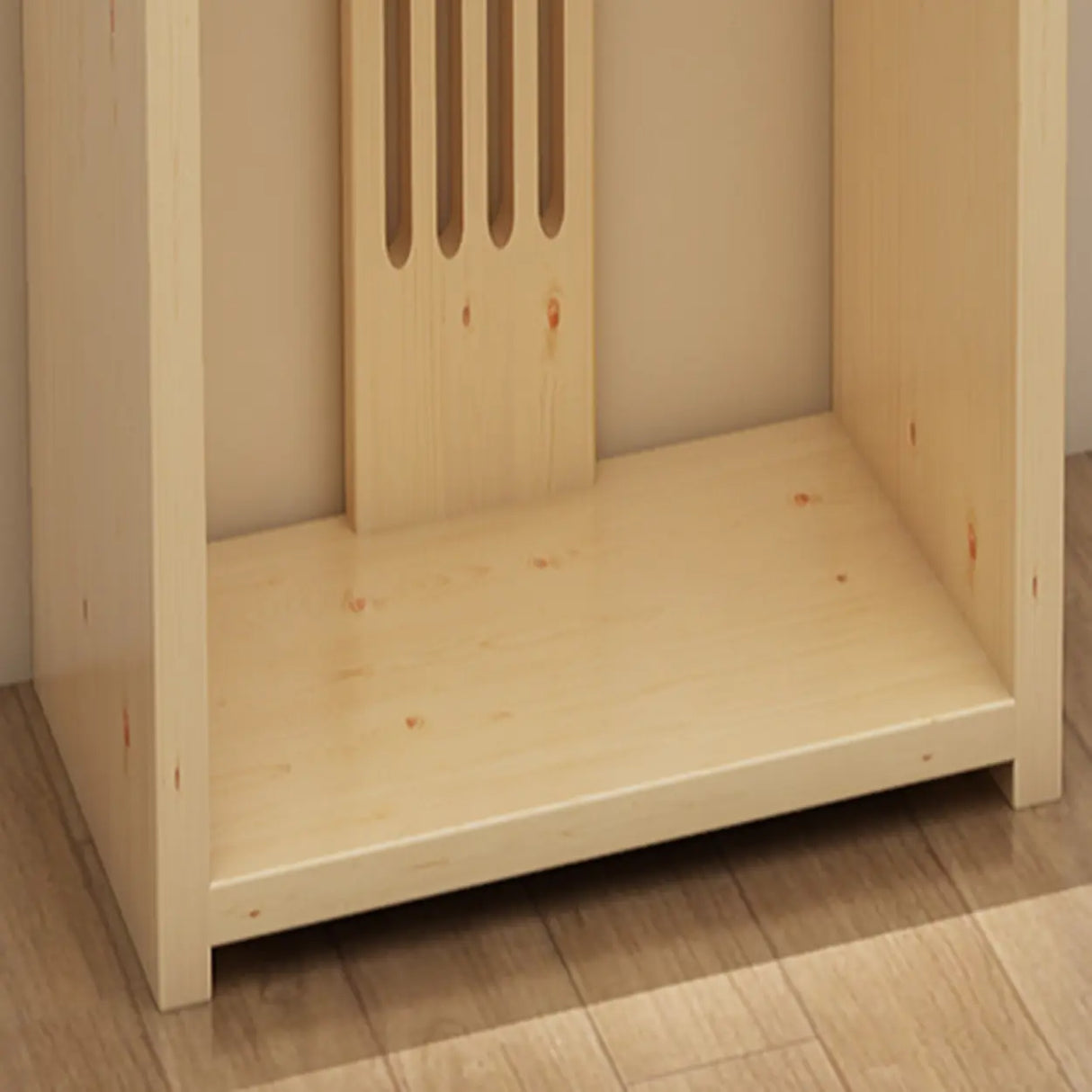 Asian-Inspired Floor Shelf Wood Brown Console Table Image - 6