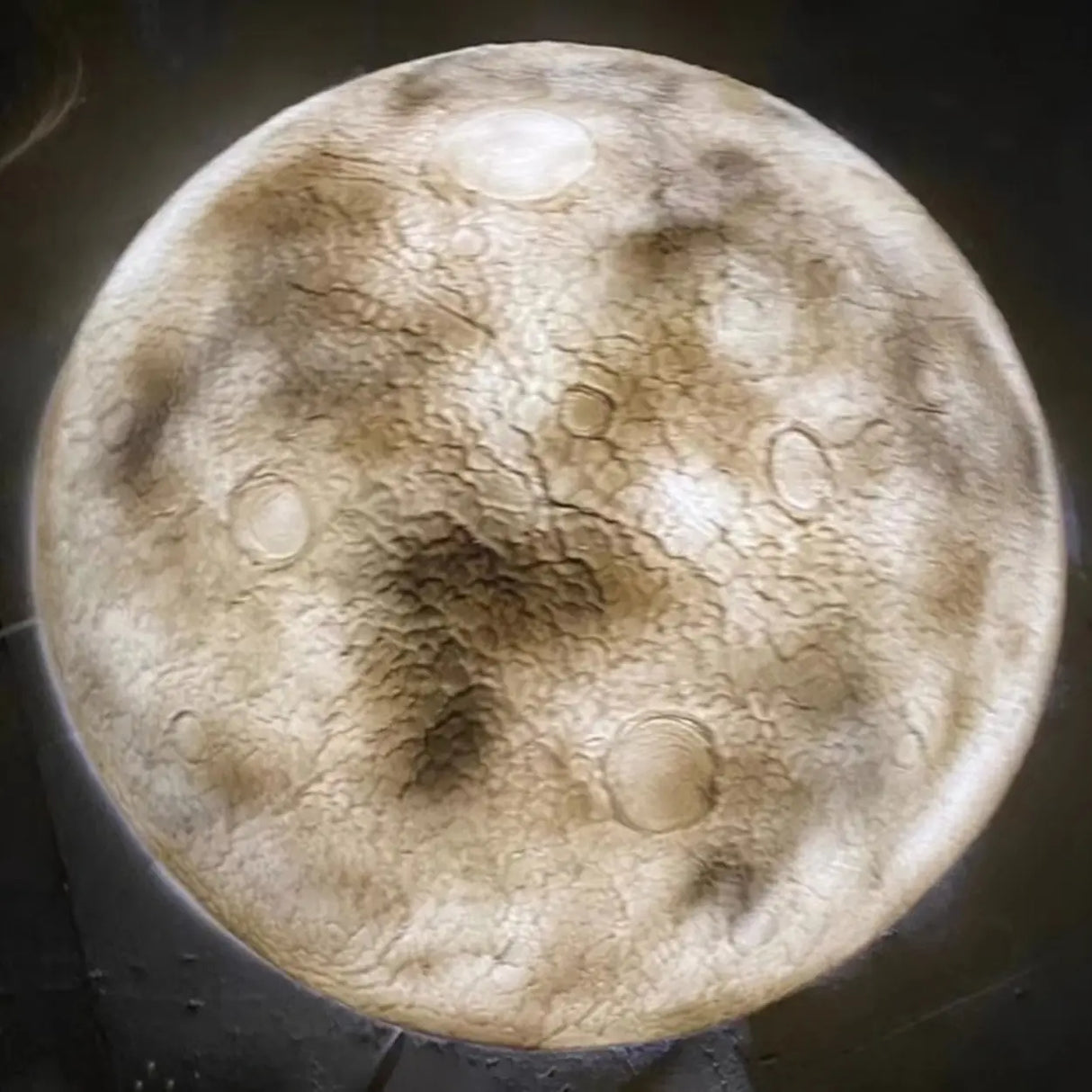 Astronomic Grey Dome Moon Resin Flush Mount Light Image - 8
