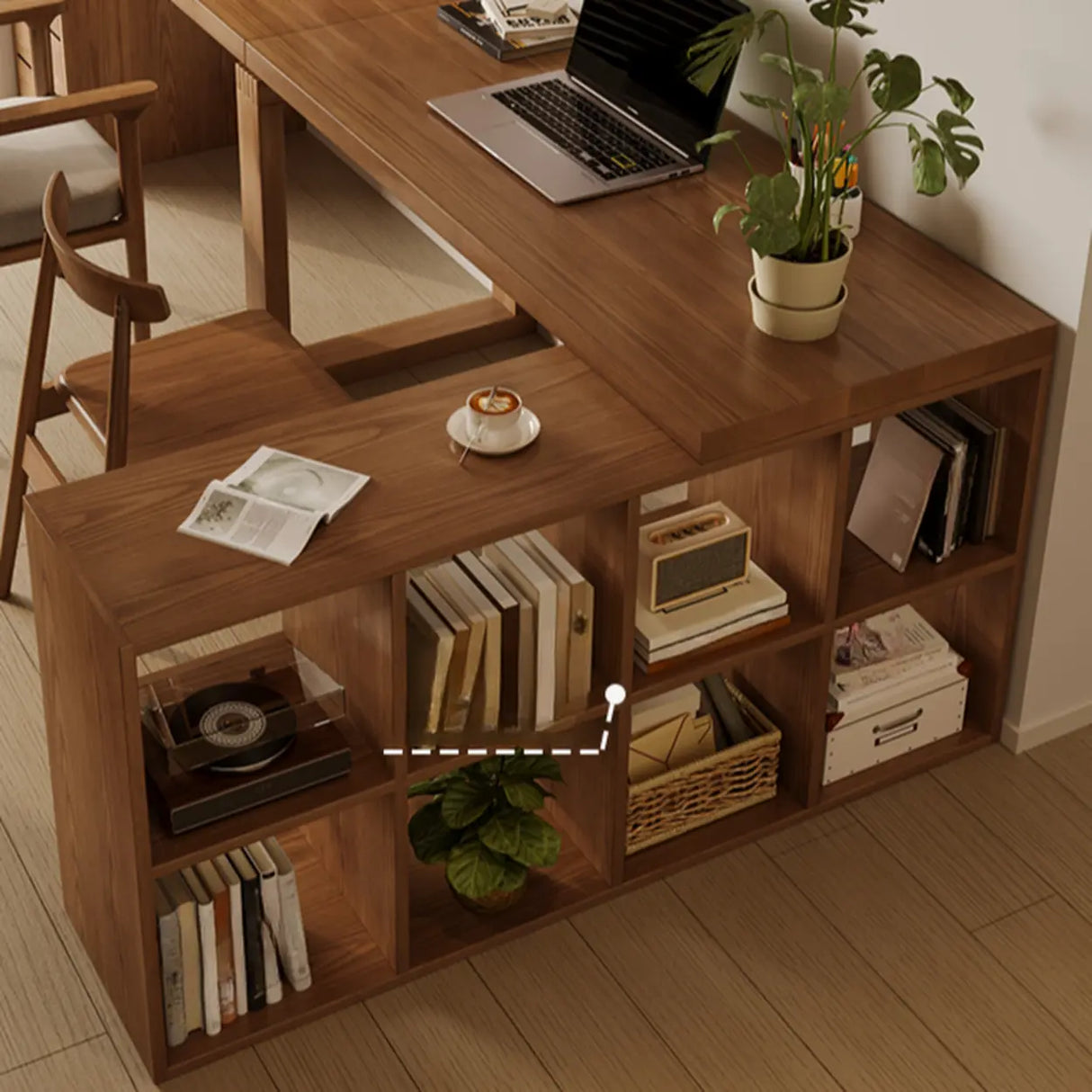 Auburn Finish Standard Wood Computer Desk with Drawers Image - 16