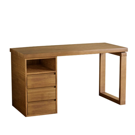 Auburn Finish Standard Wood Computer Desk with Drawers Image - 2