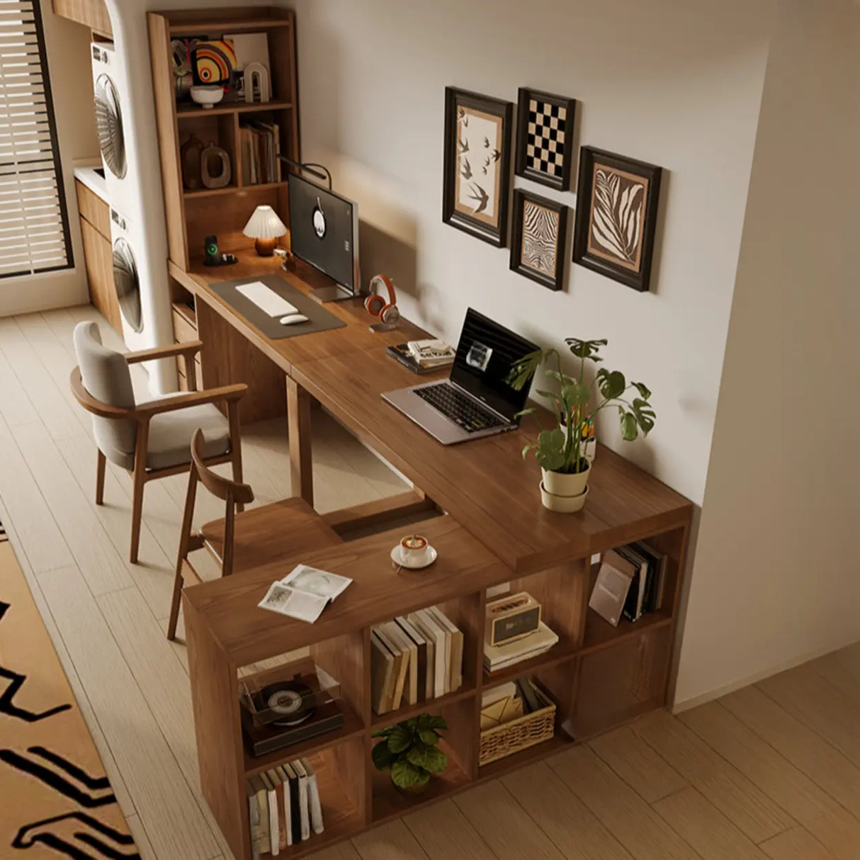 Auburn Finish Standard Wood Computer Desk with Drawers Image - 20