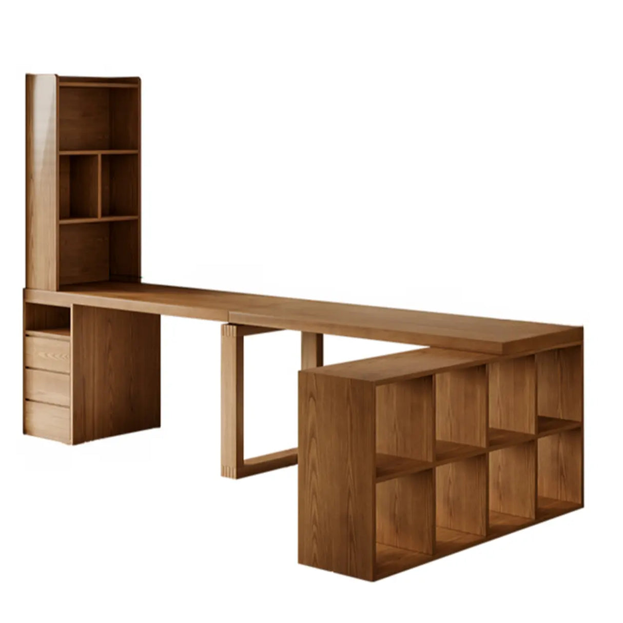 Auburn Finish Standard Wood Computer Desk with Drawers Image - 22