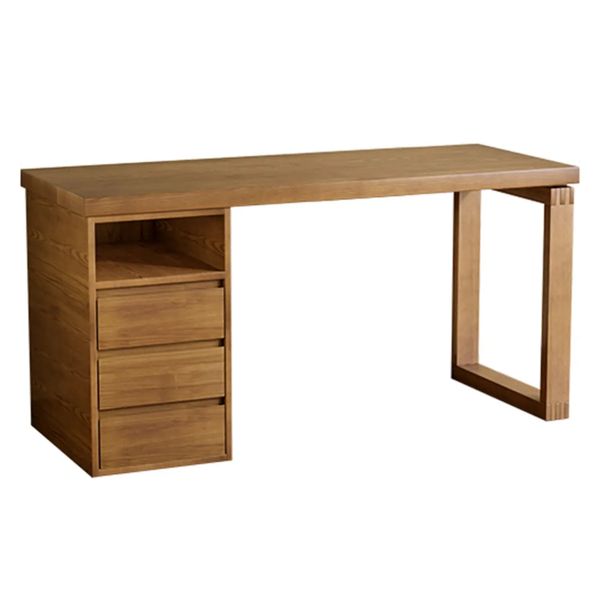 Auburn Finish Standard Wood Computer Desk with Drawers Image - 3