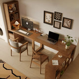 Auburn Finish Standard Wood Computer Desk with Drawers Image - 4