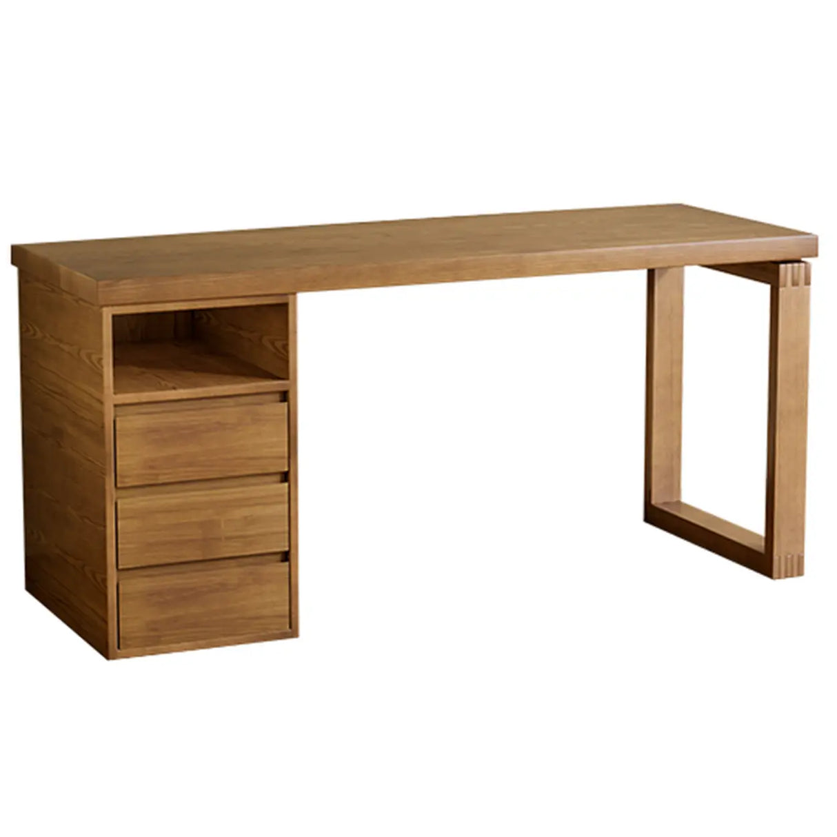 Auburn Finish Standard Wood Computer Desk with Drawers Image - 5
