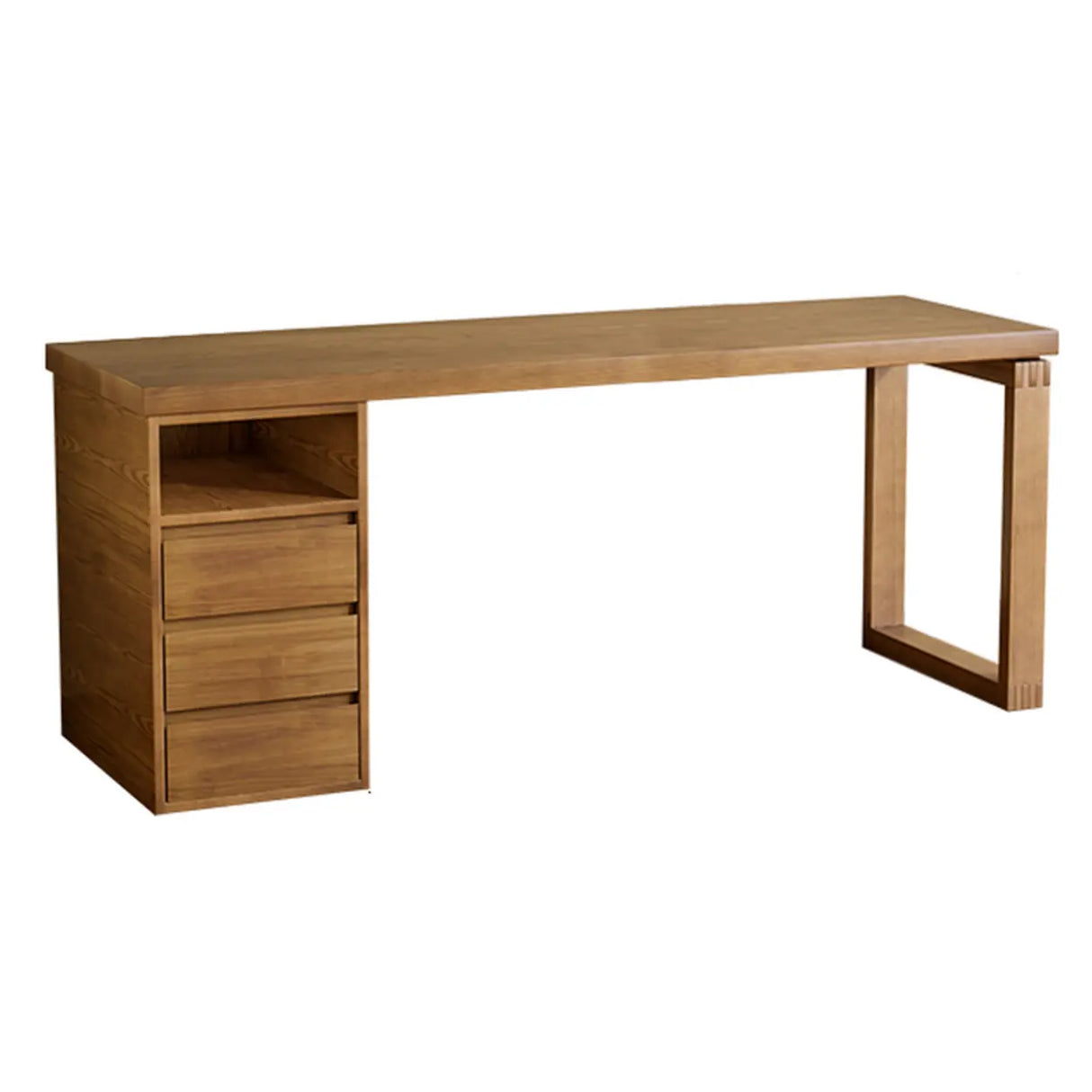 Auburn Finish Standard Wood Computer Desk with Drawers Image - 9