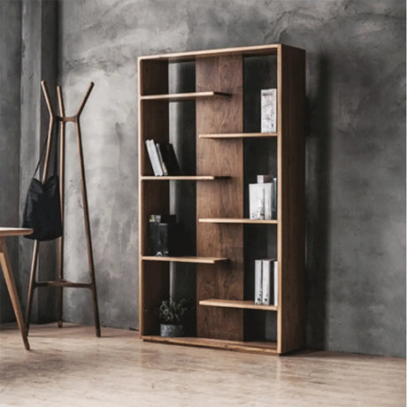 Auburn Stylish Open Shelves Vertical Wood Bookcase Image - 2