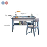 Timber Children Computer Desk with Chair, Peony/Azure Color, Container Storage, Shelf, and Drawer Image - 15