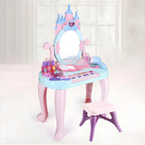 Ball Feet Plastic Castle Shape Pink Kids Vanity with Mirror Image - 1
