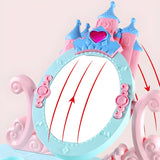 Ball Feet Plastic Castle Shape Pink Kids Vanity with Mirror Image - 10