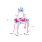 Ball Feet Plastic Castle Shape Pink Kids Vanity with Mirror #size