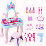Ball Feet Plastic Castle Shape Pink Kids Vanity with Mirror Image - 2
