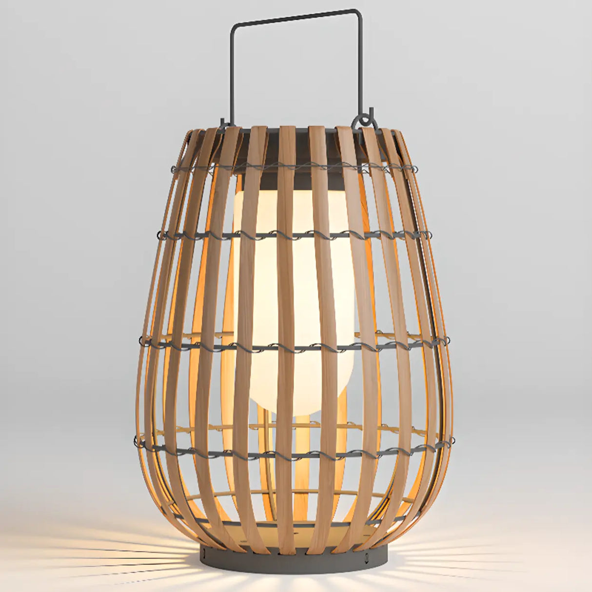 Bamboo Lantern Outdoor Table Lamp Portable Pillar Light Image - 10
