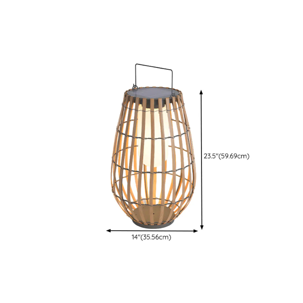 Bamboo Lantern Outdoor Table Lamp Portable Pillar Light Image - 16