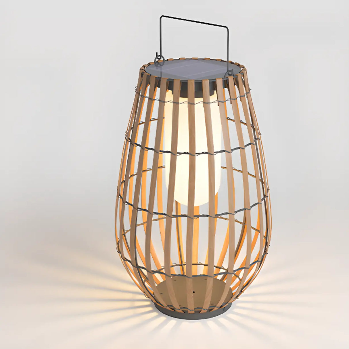 Bamboo Lantern Outdoor Table Lamp Portable Pillar Light Image - 5