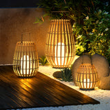 Bamboo Lantern Outdoor Table Lamp Portable Pillar Light Image - 8
