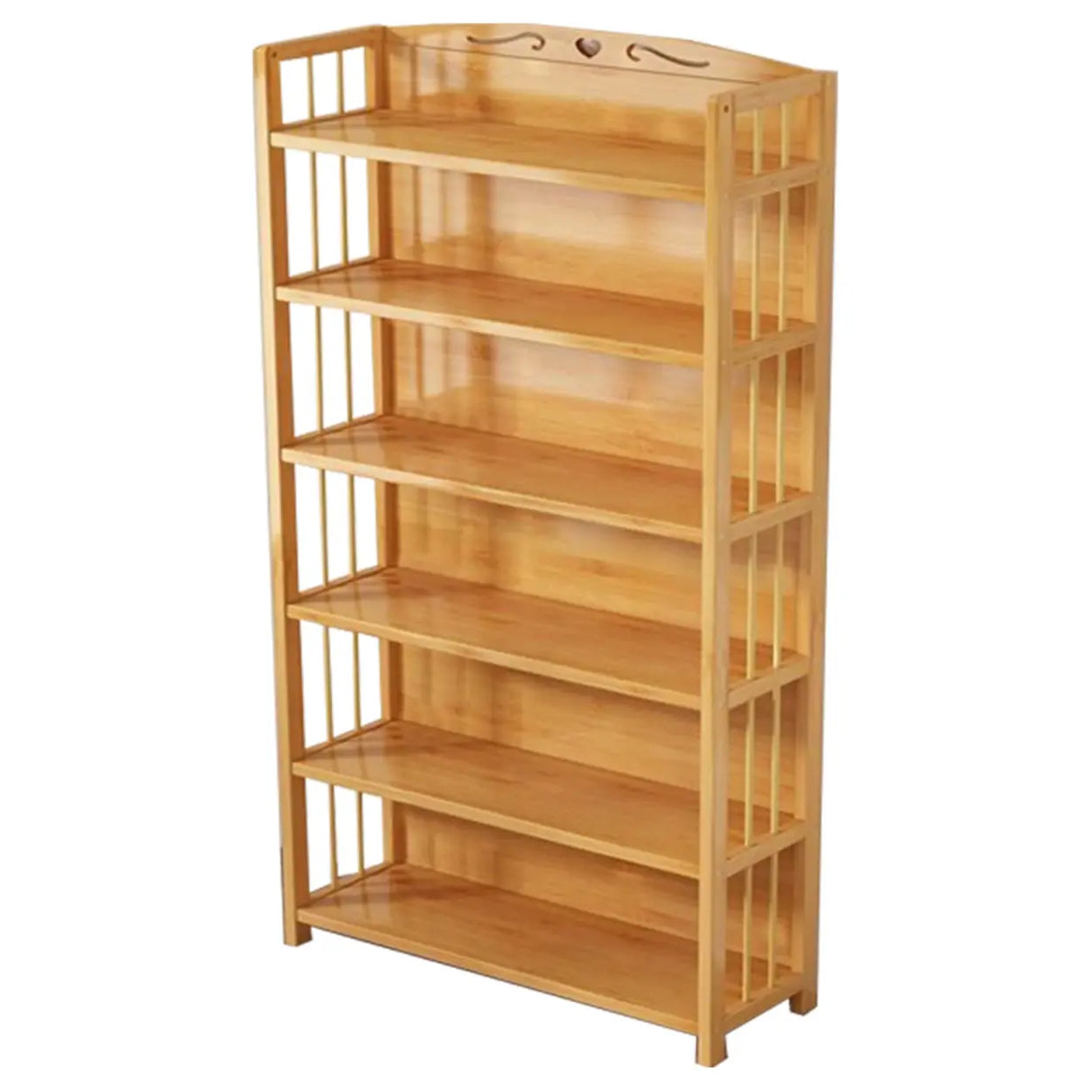 Bamboo Rustic Adjustable Shelves Wood Vertical Bookcase Image - 10