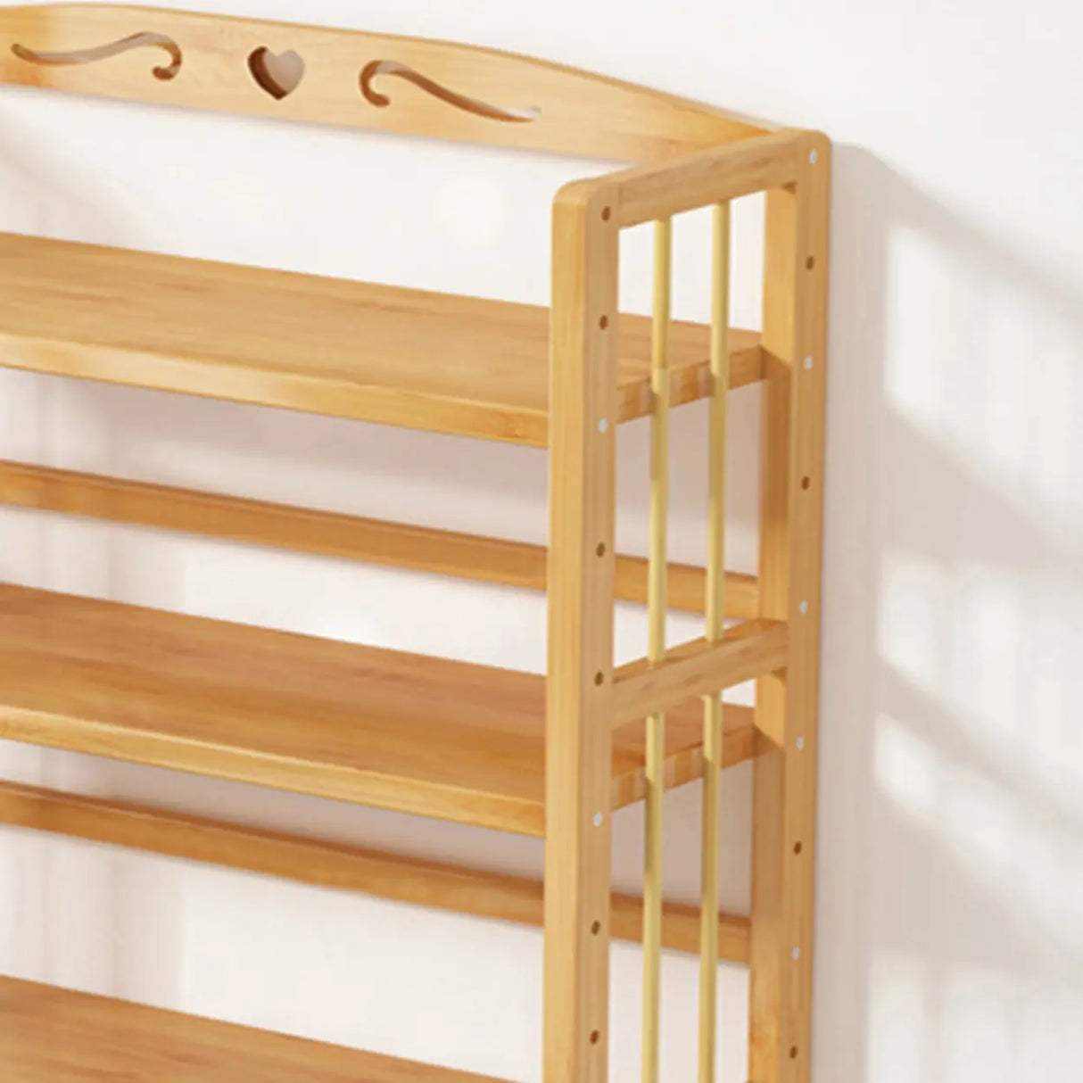 Bamboo Rustic Adjustable Shelves Wood Vertical Bookcase Image - 14