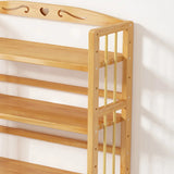 Bamboo Rustic Adjustable Shelves Wood Vertical Bookcase Image - 14