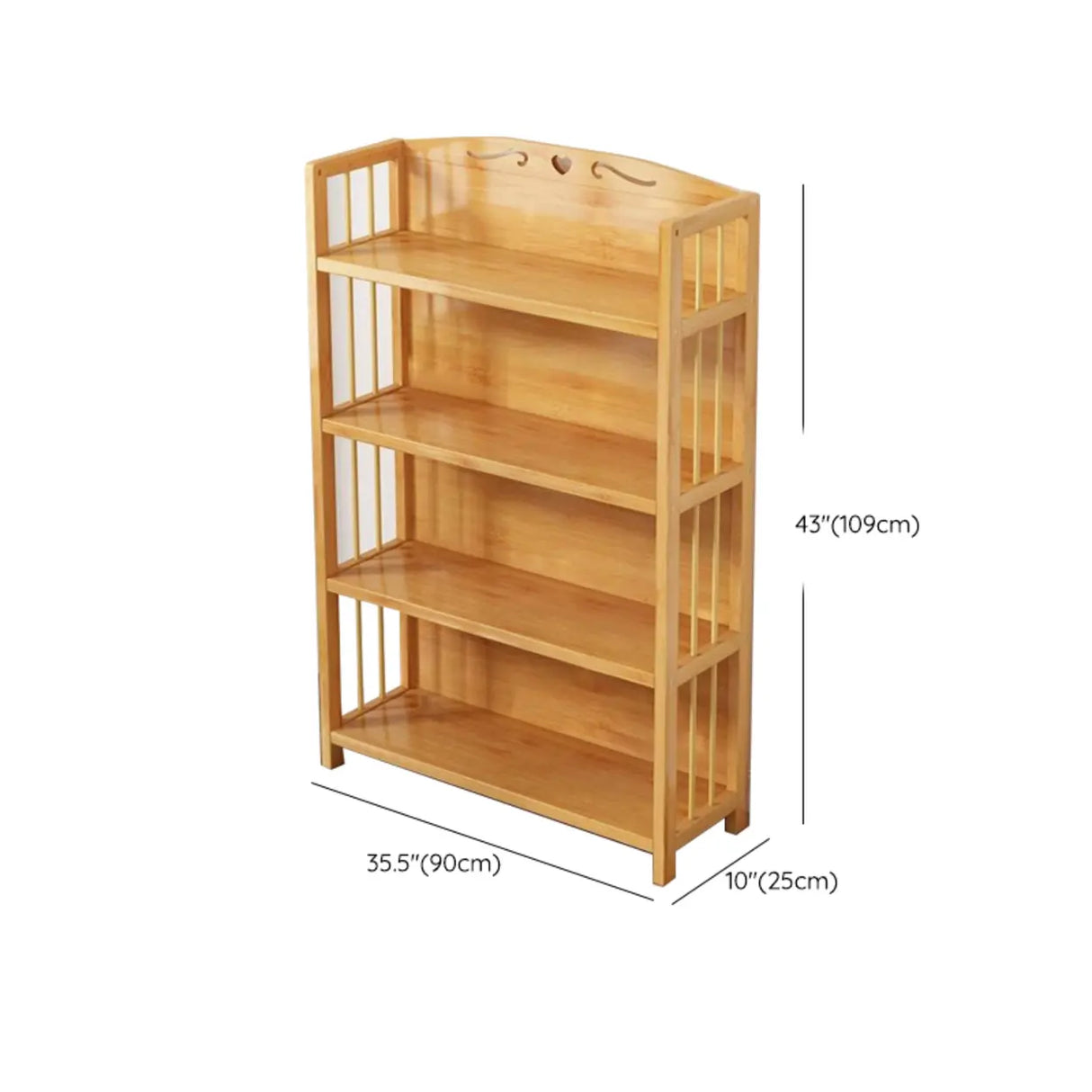 Bamboo Rustic Adjustable Shelves Wood Vertical Bookcase Image - 27