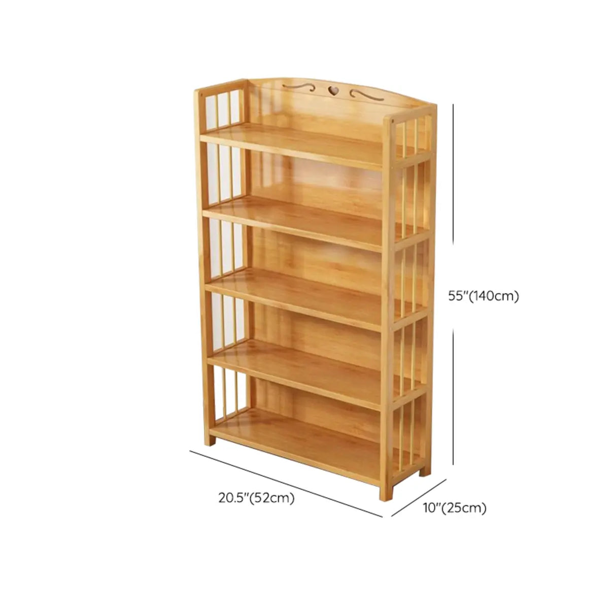 Bamboo Rustic Adjustable Shelves Wood Vertical Bookcase Image - 29