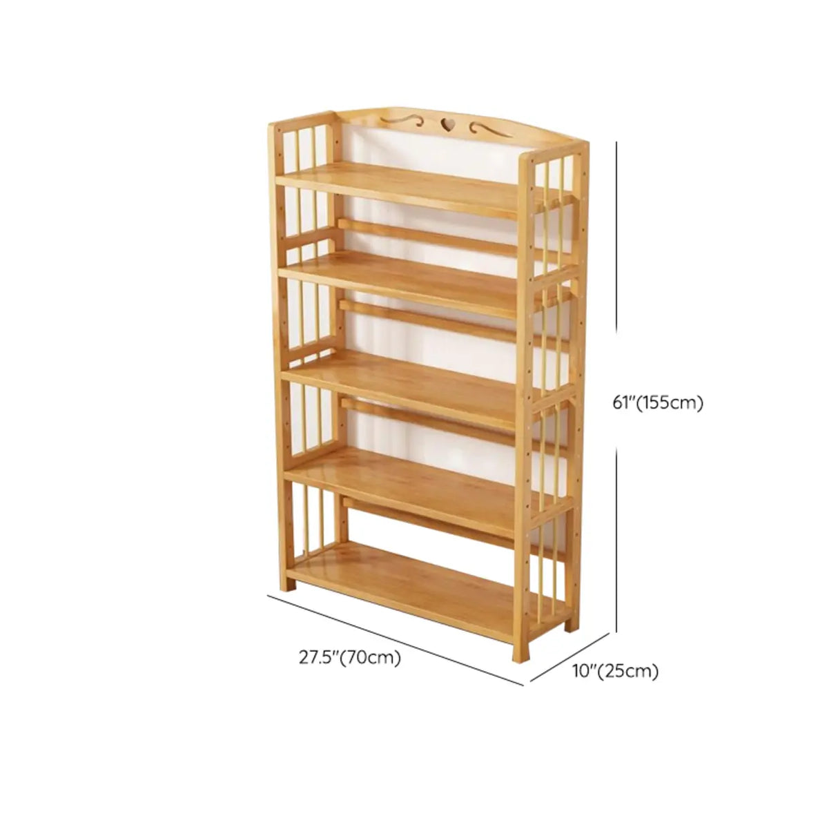 Bamboo Rustic Adjustable Shelves Wood Vertical Bookcase Image - 30