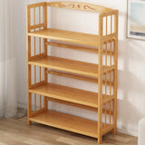 Bamboo Rustic Adjustable Shelves Wood Vertical Bookcase Image - 6