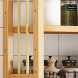 Bamboo Rustic Adjustable Shelves Wood Vertical Bookcase Image - 8