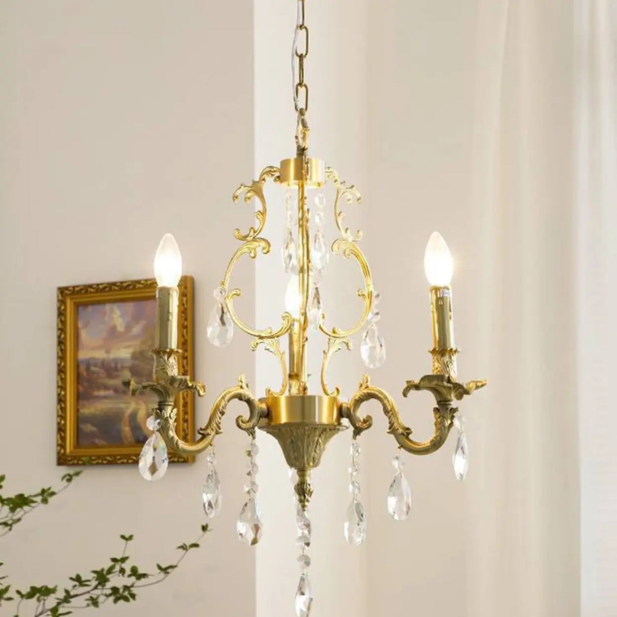 Baroque Vintage Gold Crystal Candelabra Chandelier Image - 6