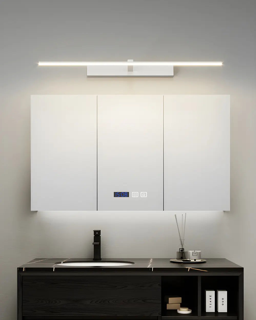 Bathroom Minimalist LED Strip Metal Wall Vanity Light Image - 25
