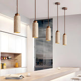 Bedroom Adjustable Brown Stone Geometric Pendant Light Image - 2