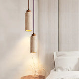 Bedroom Adjustable Brown Stone Geometric Pendant Light Image - 3