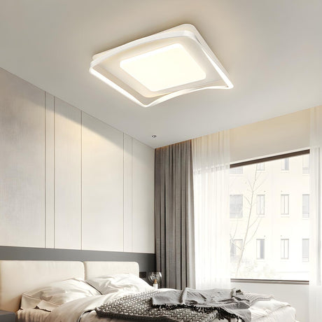 Bedroom Arc Square Resin LED Flush Mount Ceiling Light Image - 1