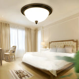 Bedroom Black Bowl-Shaped Glass Flush Mount Light Image - 14