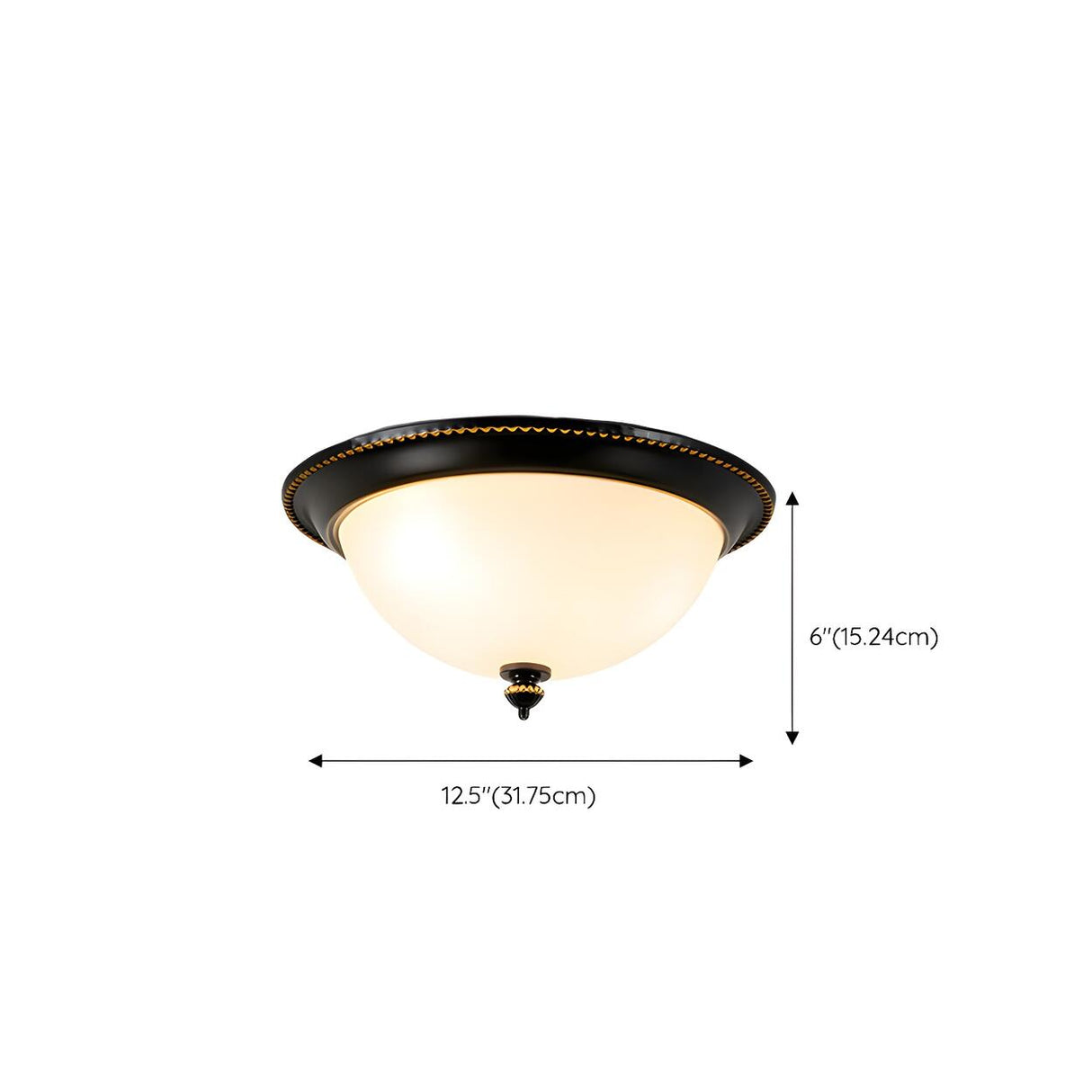 Bedroom Black Bowl-Shaped Glass Flush Mount Light 