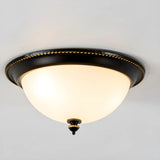 Bedroom Black Bowl-Shaped Glass Flush Mount Light Image - 8