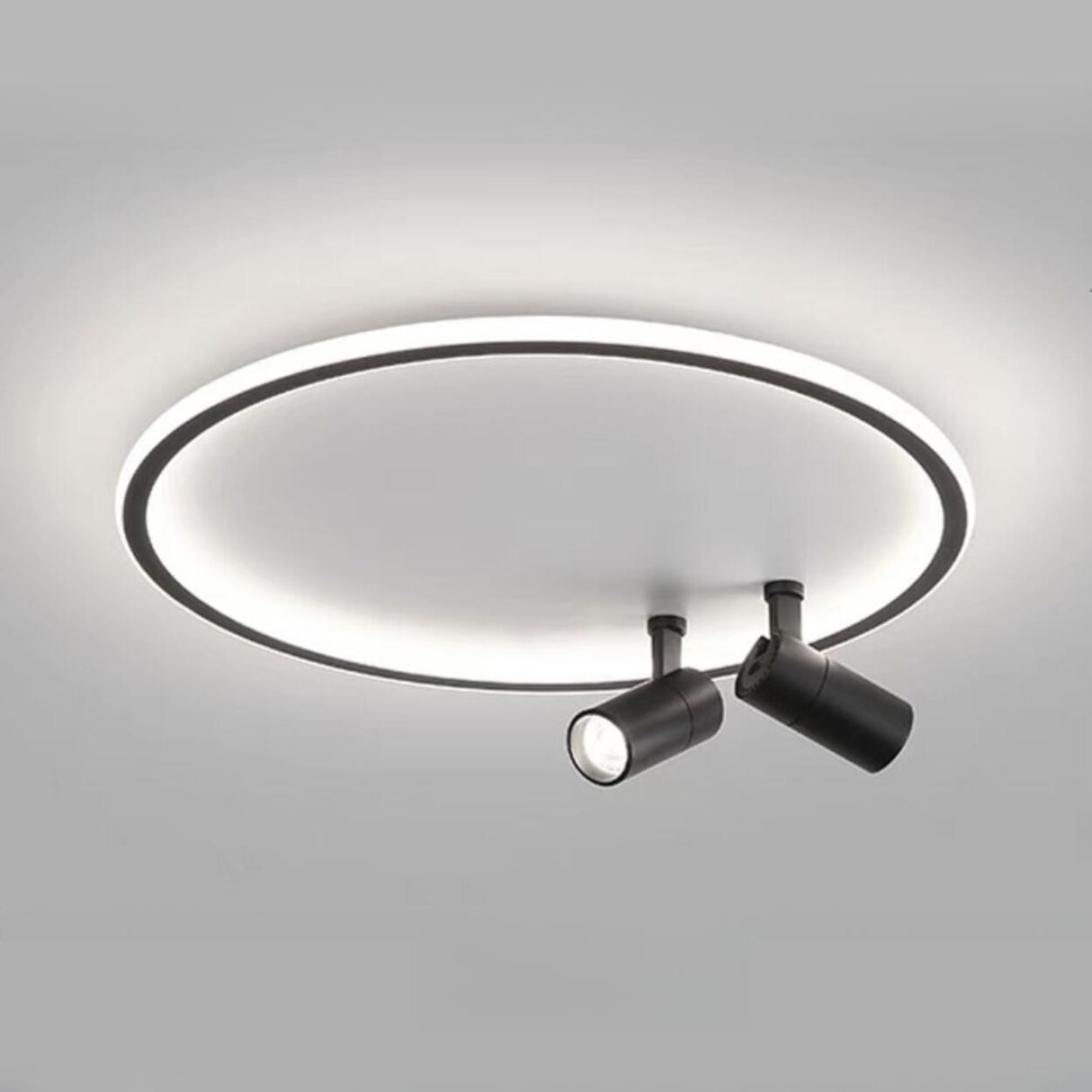 Bedroom Black Circle LED Flush Mount Ceiling Light Image - 7