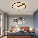 Bedroom Black Circular LED Flush Mount Ceiling Light Image - 4