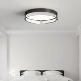 Bedroom Black Glass Round Flush Mount Ceiling Light Image - 1