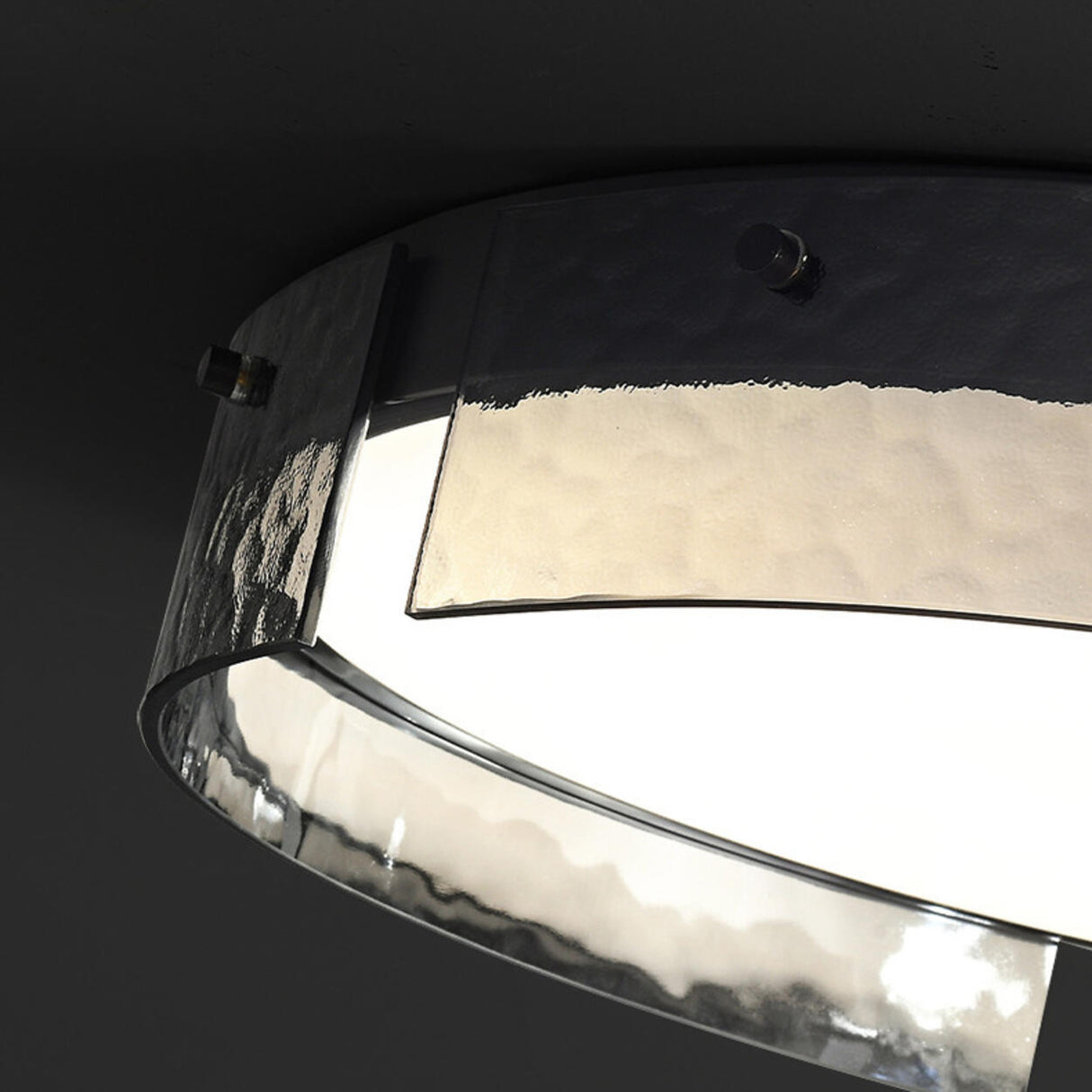 Bedroom Black Glass Round Flush Mount Ceiling Light Image - 10