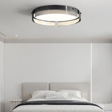 Bedroom Black Glass Round Flush Mount Ceiling Light Image - 13