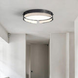 Bedroom Black Glass Round Flush Mount Ceiling Light Image - 4