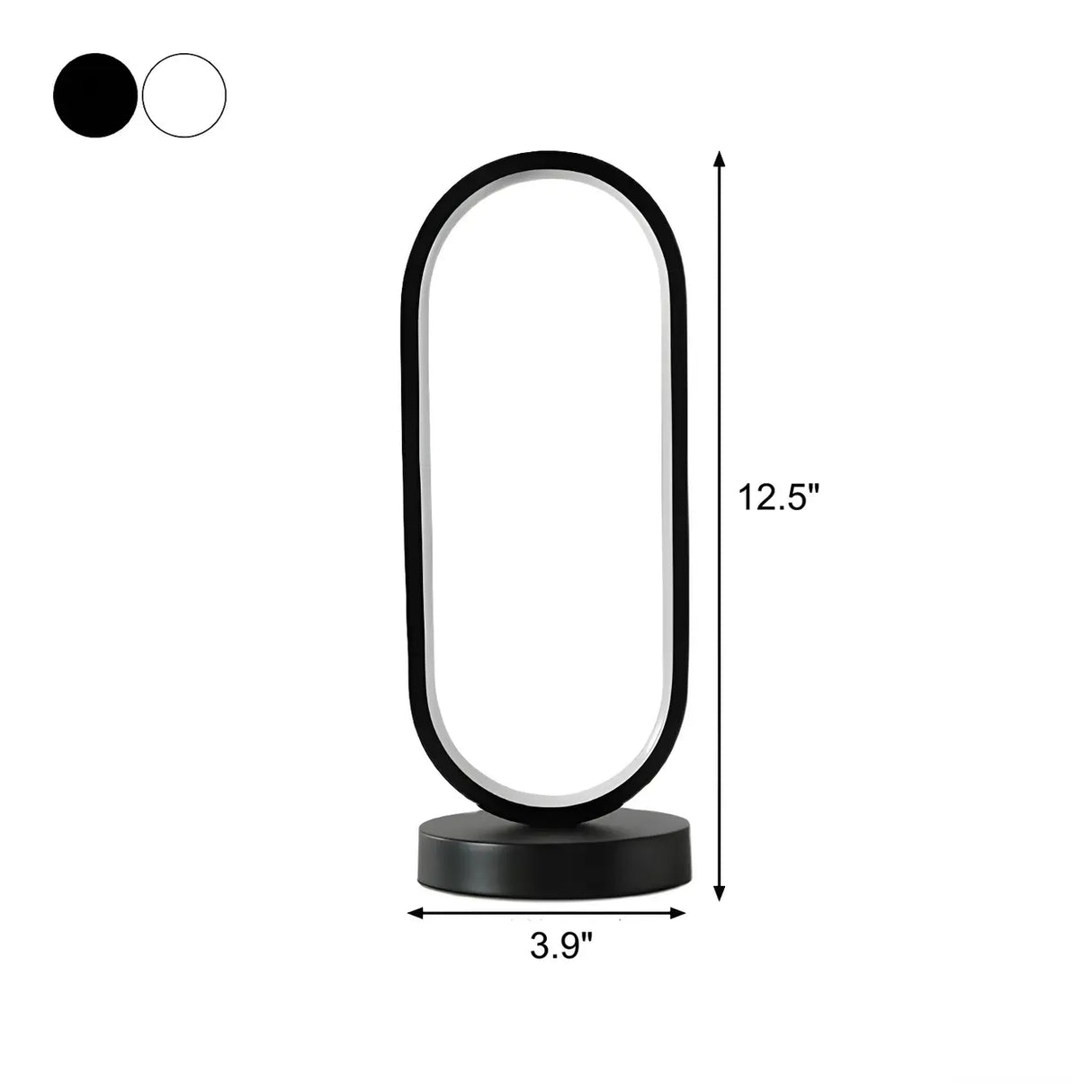 Bedroom Black Oval LED Minimalist Metal Table Lamp 