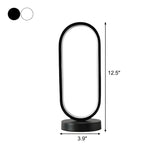 Bedroom Black Oval LED Minimalist Metal Table Lamp #size
