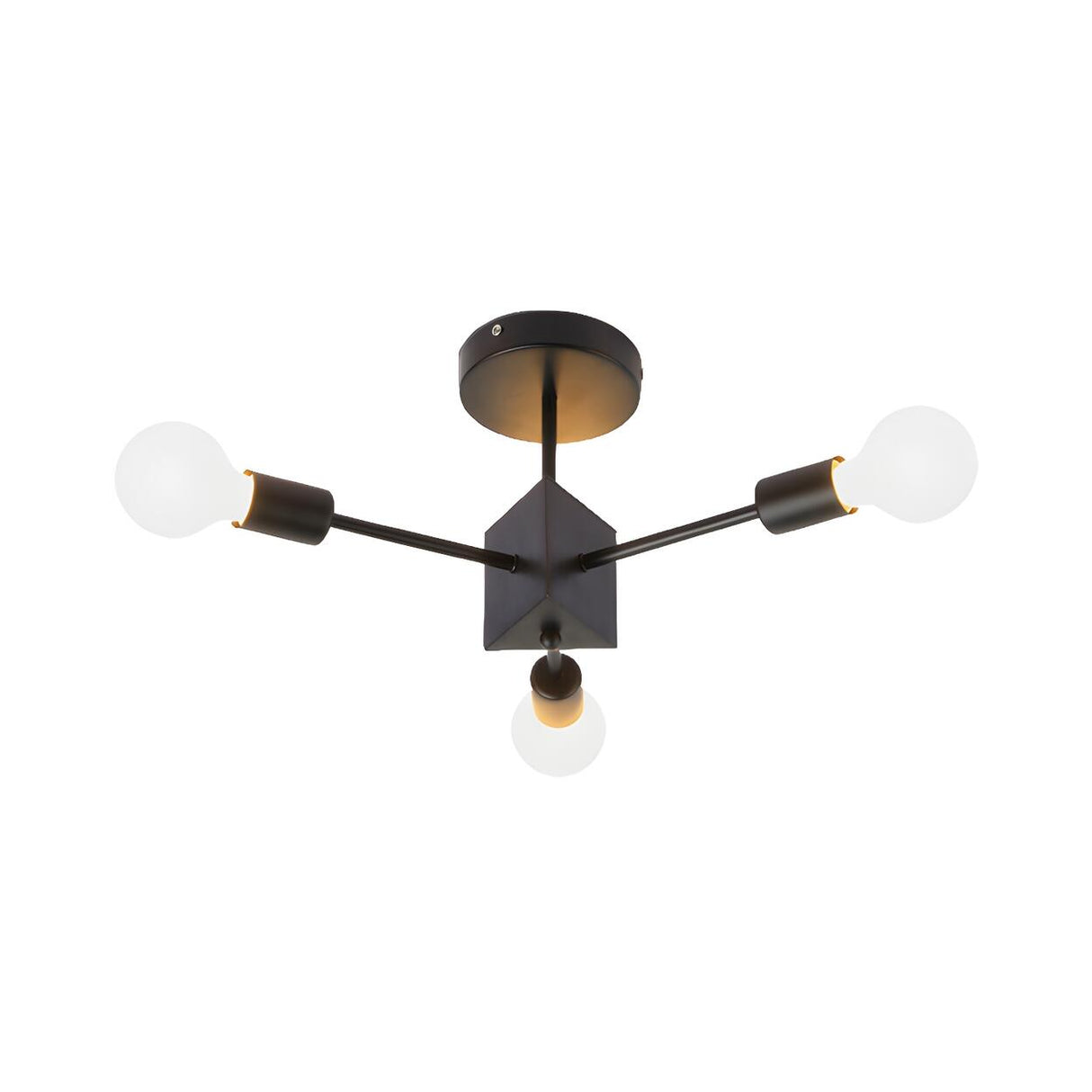 Bedroom Black Sputnik Semi-Flush Mount Light 3-Light Image - 3