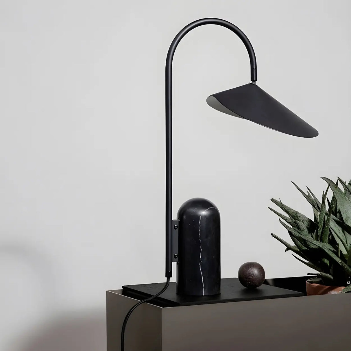 Bedroom Black Unique Cone Geometric Metal Table Lamp Image - 1